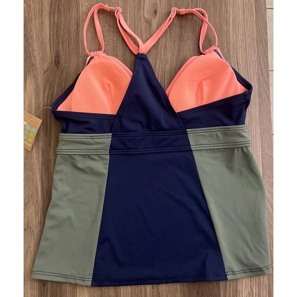 NWT Title Nine Color-block Tankini Top, Racerback, Women Medium, Blue Green Pink - Picture 8 of 16